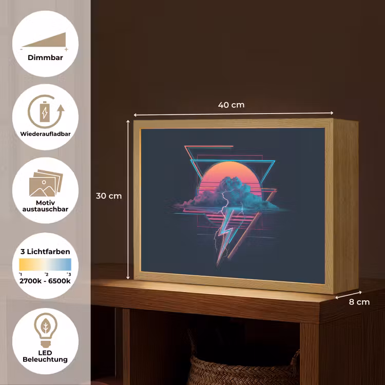 Wolk - Bliksemschicht - Driehoeken - Lijnen Light Box met batterij (Wandlamp) middel -USP_websiteoverzichtDE