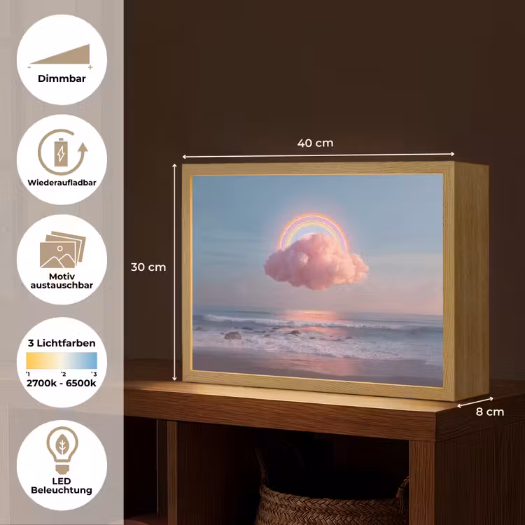 Wolk - Regenboog - Zee Light Box met batterij (Wandlamp) middel -USP_websiteoverzichtDE
