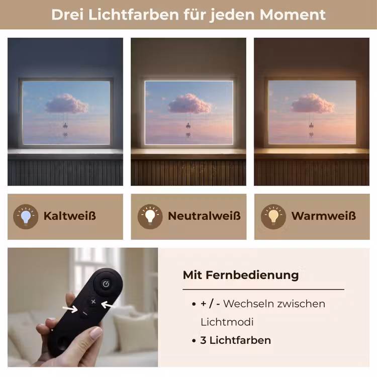 Wolk - Schommel - Kleurrijke lucht Light Box met batterij (Wandlamp) middel -USP_lichtkleurDE