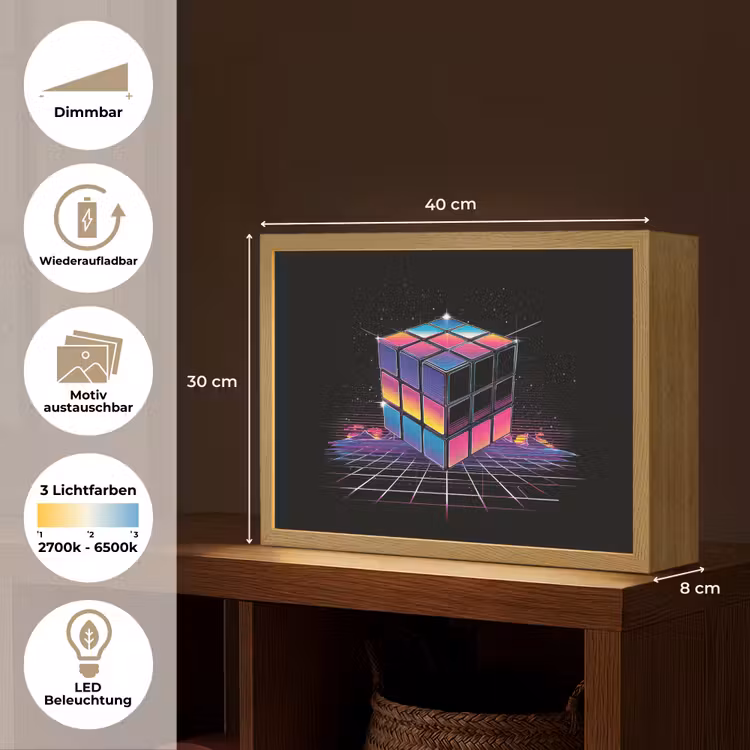 Kubus - Kleurrijk - Raster Light Box met batterij (Wandlamp) middel -USP_websiteoverzichtDE