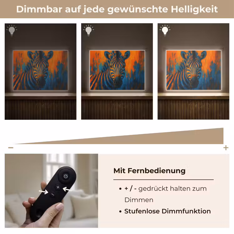 Zebra - Abstract - Blauw Light Box met batterij (Wandlamp) middel -USP_dimbaarDE