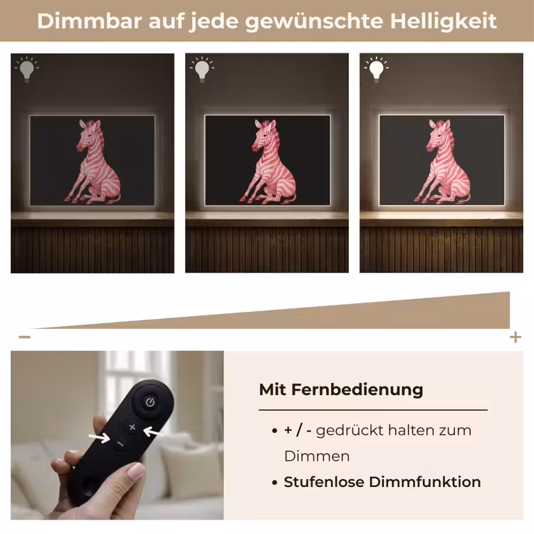 Zebra - Roze - Gestreept Light Box met batterij (Wandlamp) middel -USP_dimbaarDE