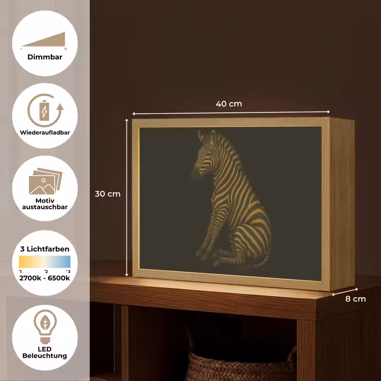 Zebra - Strepen - Goud Light Box met batterij (Wandlamp) middel -USP_websiteoverzichtDE