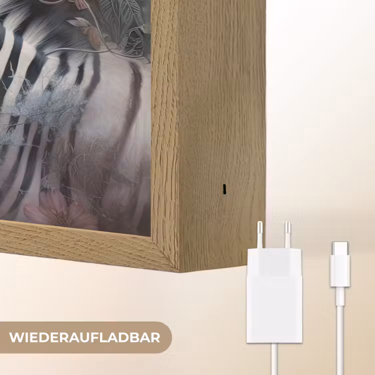 Zebra - Wilde dieren - Vlinder - Bloemen Light Box met batterij (Wandlamp) middel -USP_websiteoplaadbaarDE