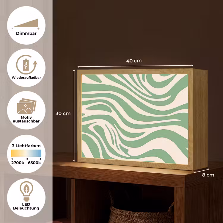 Zebrapatroon - Groen - Retro Light Box met batterij (Wandlamp) middel -USP_websiteoverzichtDE