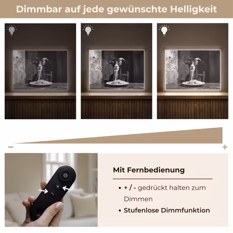 Geit - Bord - Spaghetti - Zwart Wit Light Box met batterij (Wandlamp) middel -USP_dimbaarDE