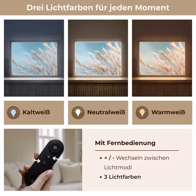 Siergras - Wind - Lichtbruin Light Box met batterij (Wandlamp) middel -USP_lichtkleurDE