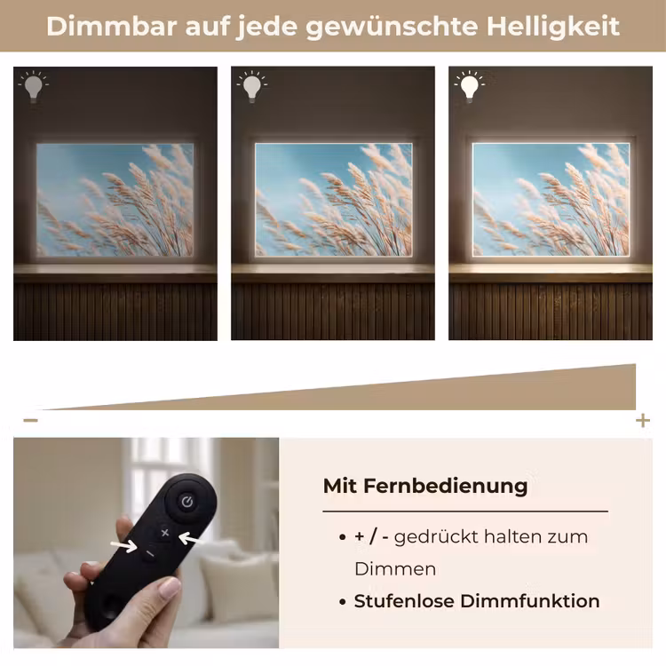 Siergras - Wind - Lichtbruin Light Box met batterij (Wandlamp) middel -USP_dimbaarDE