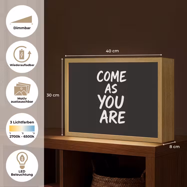 Quote - Zwart - Simpel Light Box met batterij (Wandlamp) middel -USP_websiteoverzichtDE