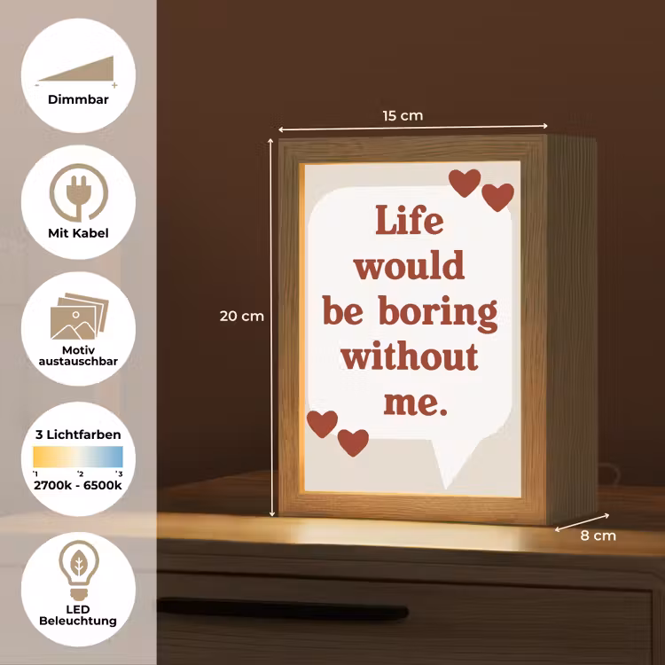 Quote - Tekstballon - Hartjes Light Box met kabel (Wandlamp) klein -USP_websiteoverzichtDE