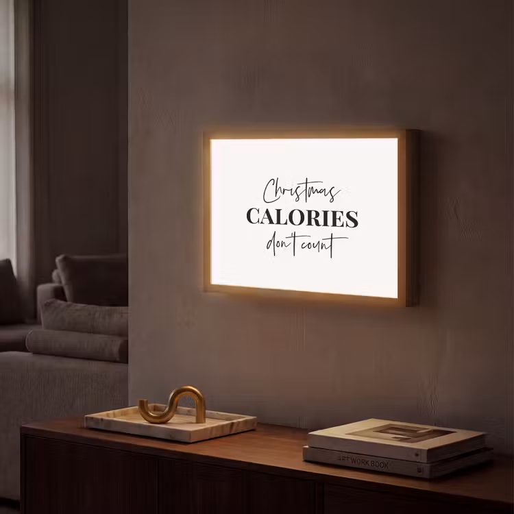 Kerst quote - Winter - Christmas calories - Wit Light Box met batterij (Wandlamp) middel -sfeer1