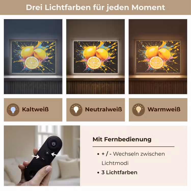 Citroen - Graffiti - Kleurrijk - Verf - Modern Light Box met batterij (Wandlamp) middel -USP_lichtkleurDE
