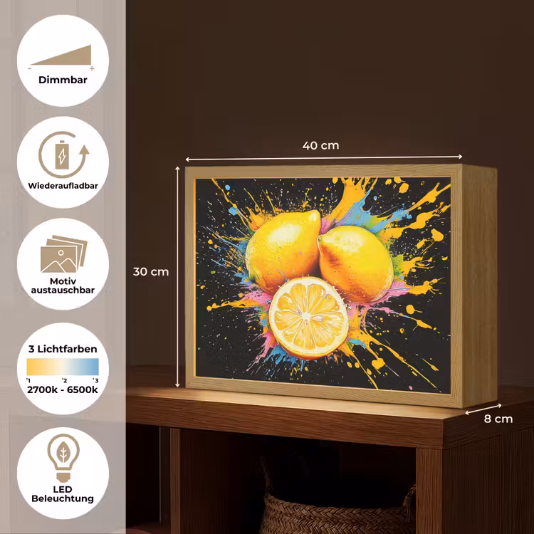 Citroen - Graffiti - Kleurrijk - Verf - Modern Light Box met batterij (Wandlamp) middel -USP_websiteoverzichtDE