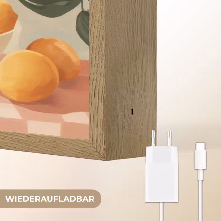 Citroenen - Glas - Tafelkleed - Geblokt Light Box met batterij (Wandlamp) middel -USP_websiteoplaadbaarDE