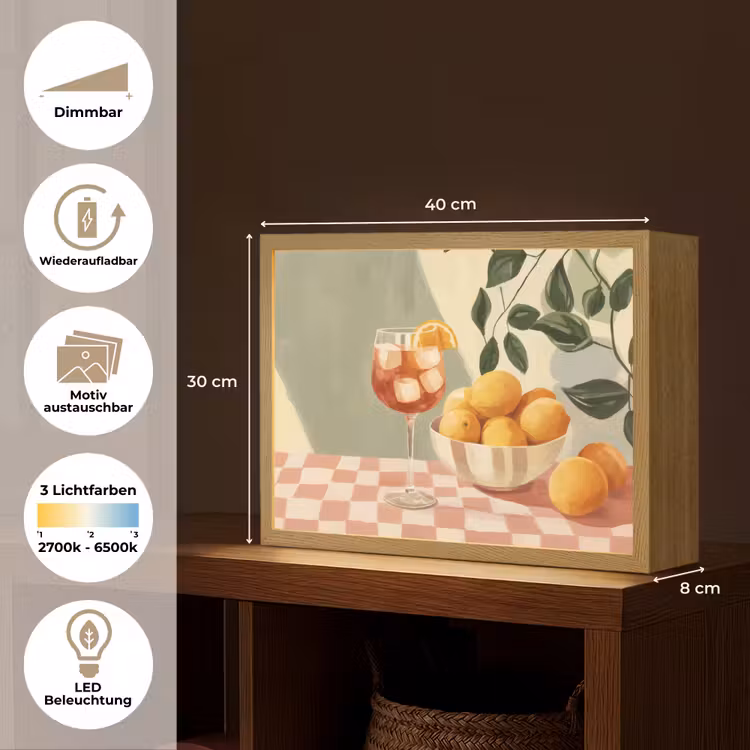 Citroenen - Glas - Tafelkleed - Geblokt Light Box met batterij (Wandlamp) middel -USP_websiteoverzichtDE