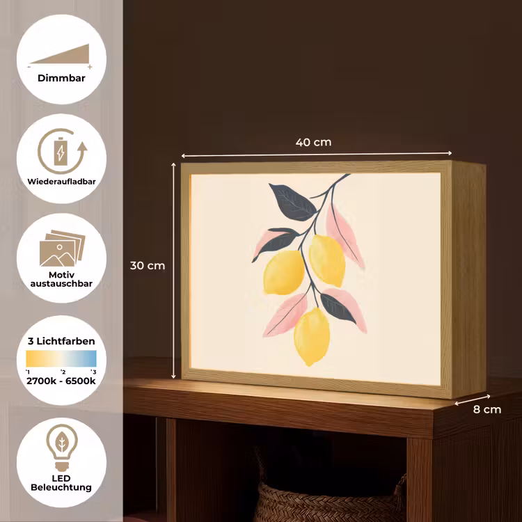 Citroenen - Felgeel - Tak - Bladeren Light Box met batterij (Wandlamp) middel -USP_websiteoverzichtDE