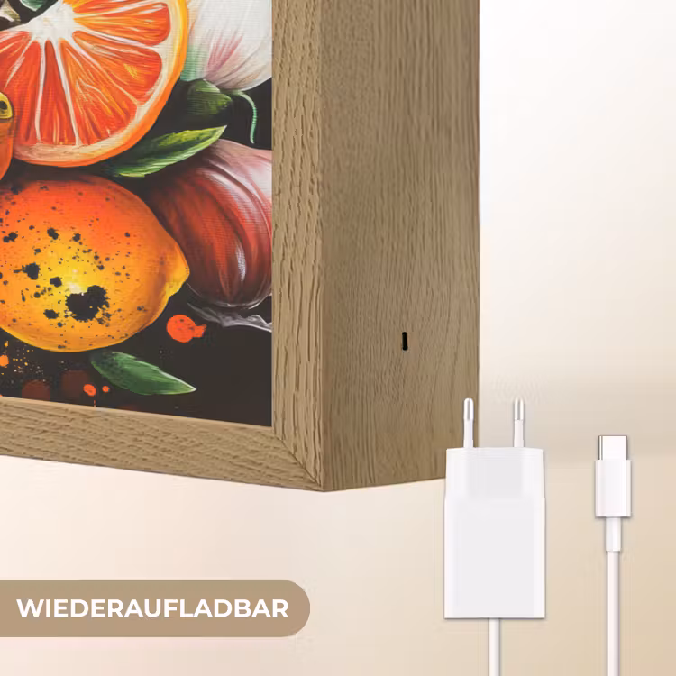 Citroenen - Zwart - Kruiden - Graffiti - Verf Light Box met batterij (Wandlamp) middel -USP_websiteoplaadbaarDE