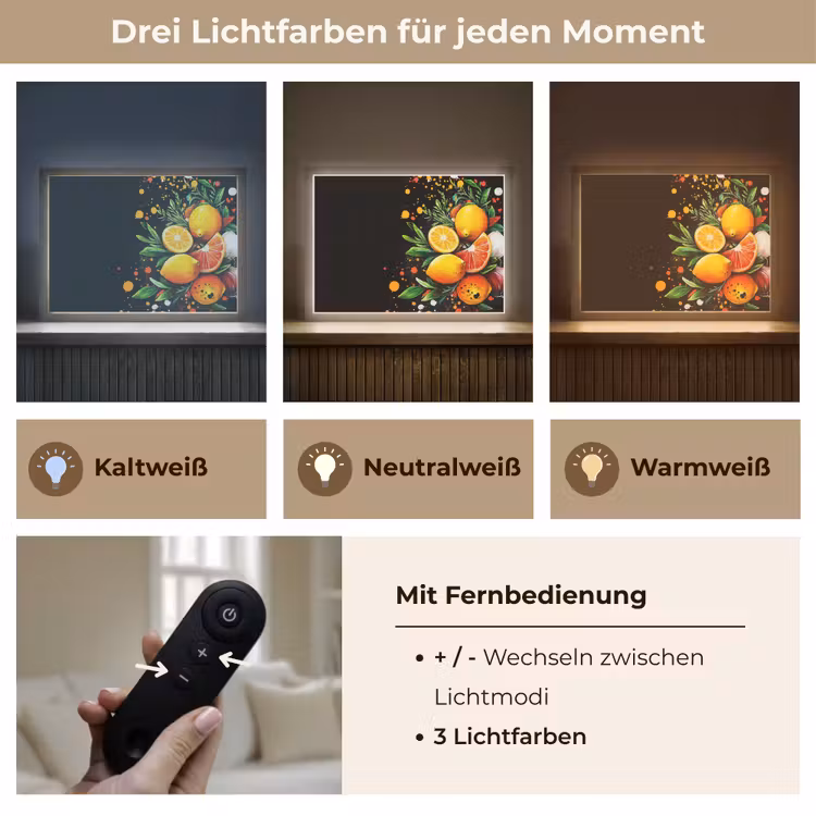 Citroenen - Zwart - Kruiden - Graffiti - Verf Light Box met batterij (Wandlamp) middel -USP_lichtkleurDE