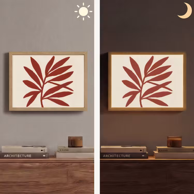 Tak - Bladeren - Rood Light Box met batterij (Wandlamp) middel -sfeer3