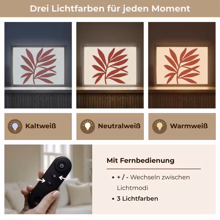 Tak - Bladeren - Rood Light Box met batterij (Wandlamp) middel -USP_lichtkleurDE