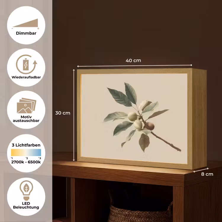 Tak - Groene Bladeren - Vruchten Light Box met batterij (Wandlamp) middel -USP_websiteoverzichtDE