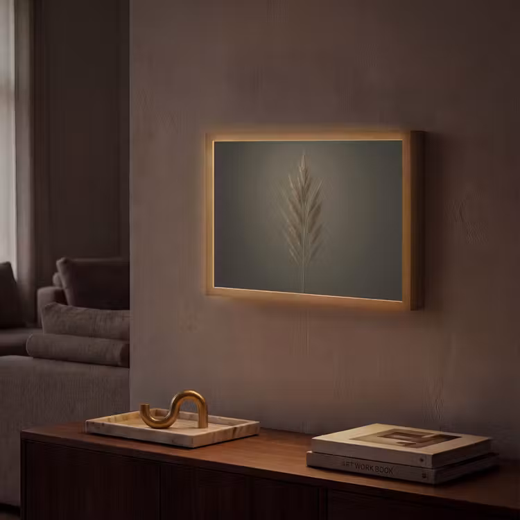 Tak - Pluimgras - Donkerbruin Light Box met batterij (Wandlamp) middel -sfeer1