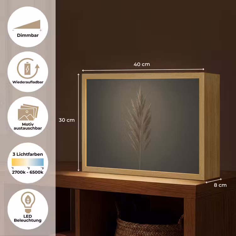Tak - Pluimgras - Donkerbruin Light Box met batterij (Wandlamp) middel -USP_websiteoverzichtDE