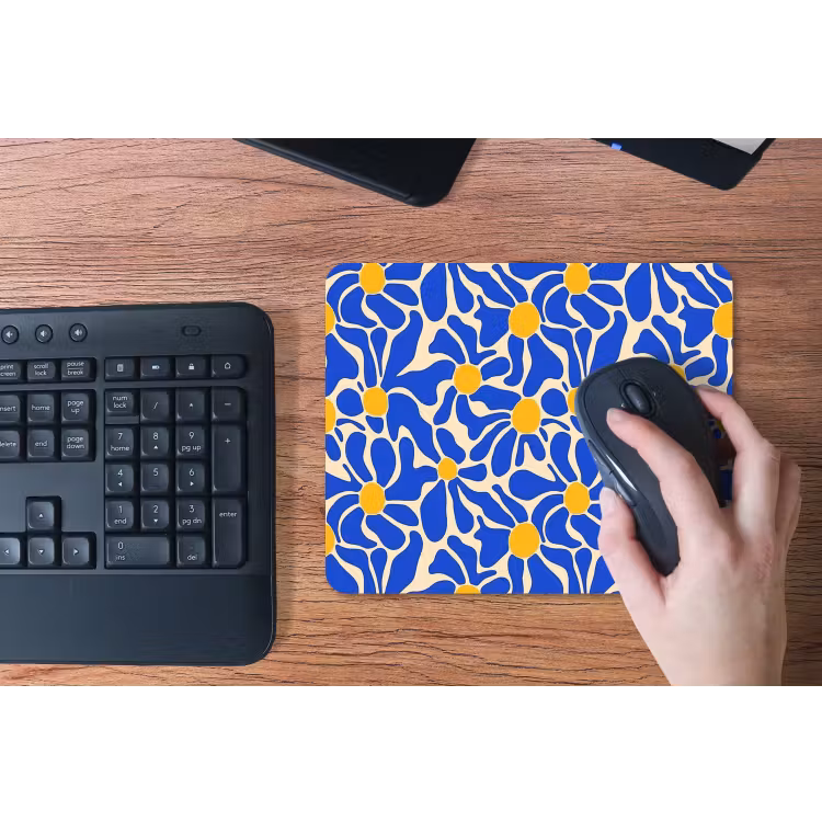 Abstract - Bloem - Blauw muismat rubber klein 262 -toetsenbord