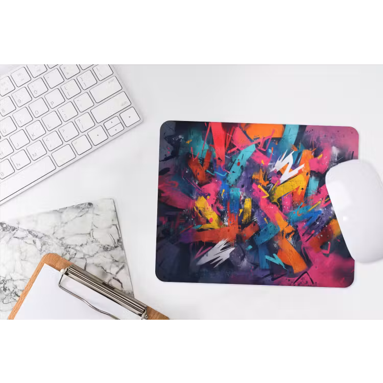 Abstract - Explosie - Neonkleuren muismat rubber klein -witbureau