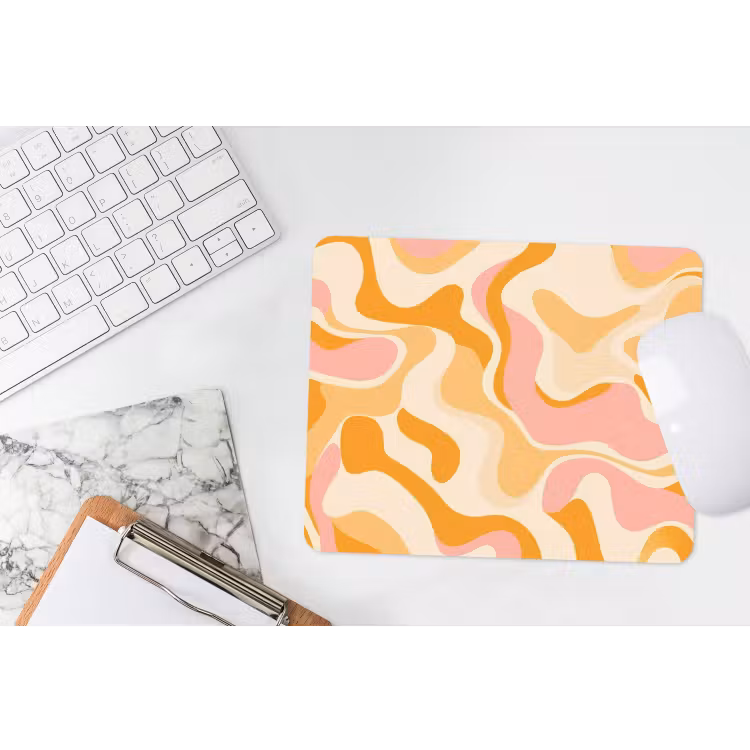Abstract - Golvend - Oranje muismat rubber klein -witbureau