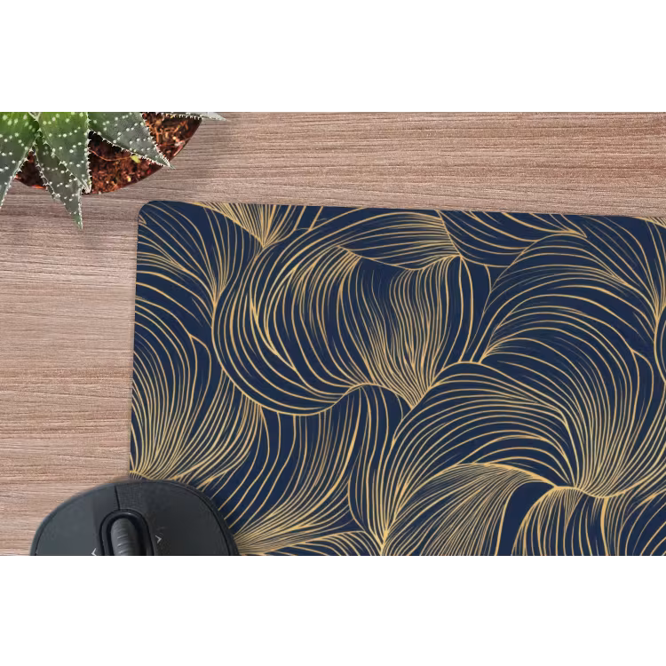 Abstract - Lijnen - Blauw - Goud muismat rubber klein 262 -closeup