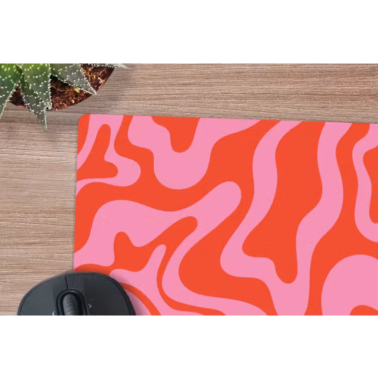 Abstract - Patroon - Rood - Roze - Minimalistisch muismat rubber klein -closeup
