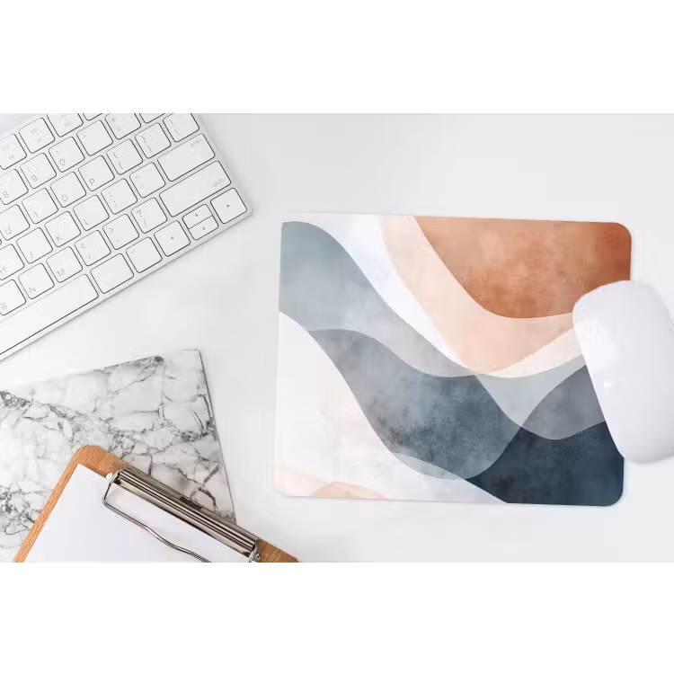 Abstract - Golven - Blauw muismat rubber klein -witbureau