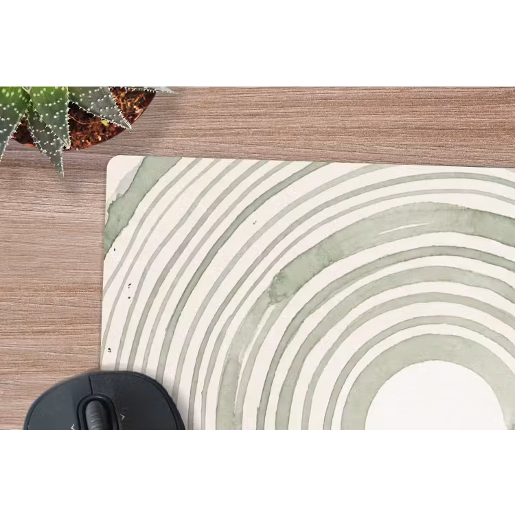 Abstractie - Cirkels - Waterverf - Groen - Modern muismat rubber klein -closeup