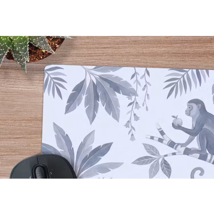 Aap - Boom - Bladeren - Jungle - Illustratie muismat rubber klein -closeup