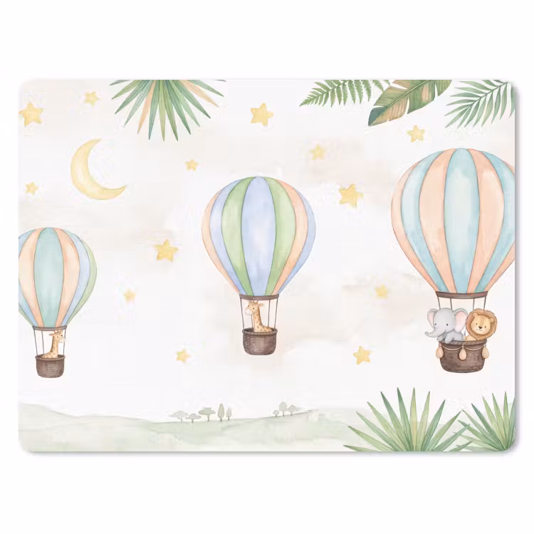 Aquarel - Luchtballonnen - Pastel muismat rubber klein -3d