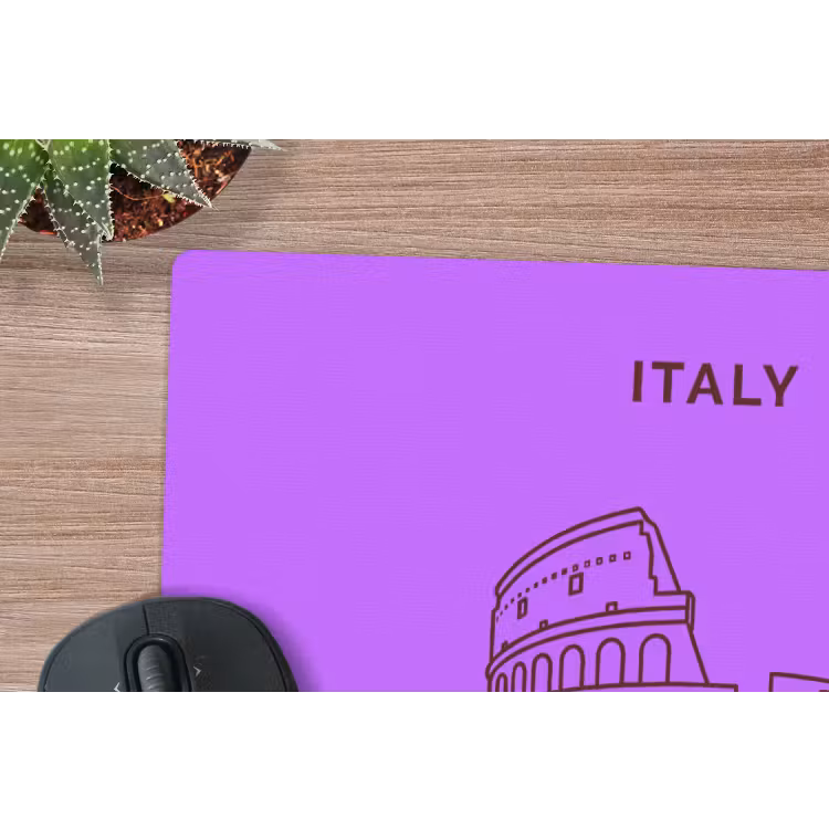 Architectuur - Colosseum - Rome - Minimalistisch - Paars muismat rubber klein -closeup