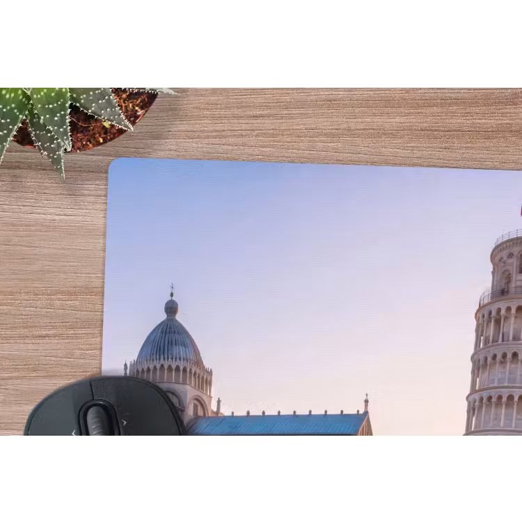 Architectuur - Toren - Pisa - Italië - Zonsondergang muismat rubber klein -closeup