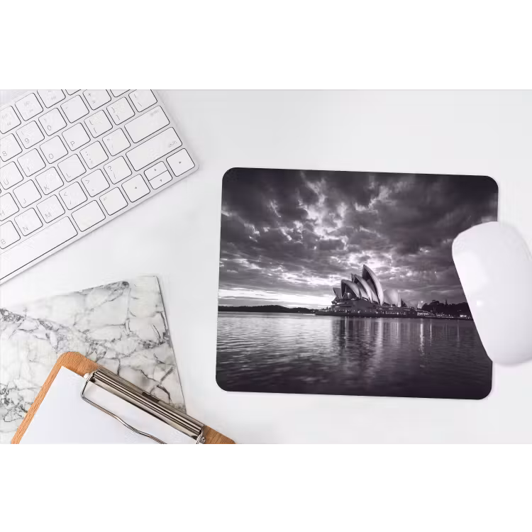 Architectuur - Water - Stad - Modern - Zwart-wit muismat rubber klein -witbureau