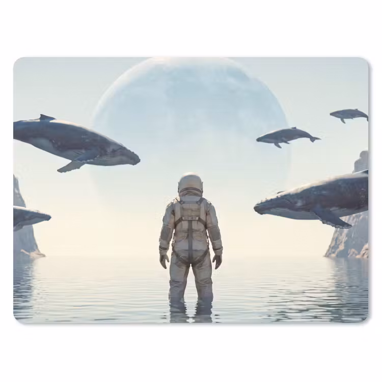 Mauspad - Astronaut – Wal – Fantasie - Ruimtevaarder - Walvis - Fantasie muismat rubber klein