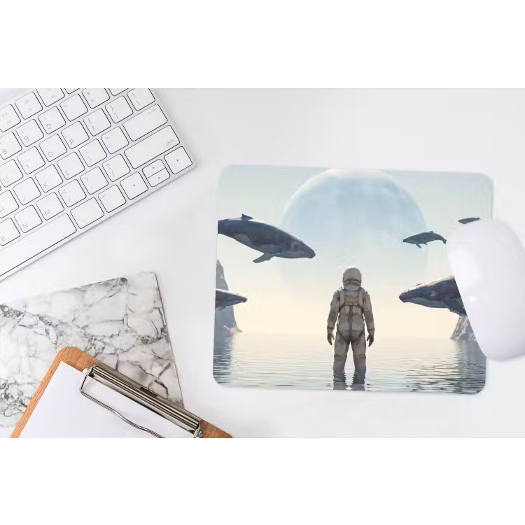 Mauspad - Astronaut – Wal – Fantasie - Ruimtevaarder - Walvis - Fantasie muismat rubber klein