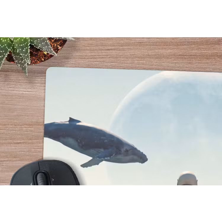 Mauspad - Astronaut – Wal – Fantasie - Ruimtevaarder - Walvis - Fantasie muismat rubber klein