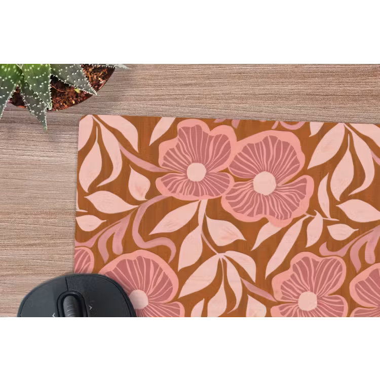 Sfeer - Bloemen - Roze muismat rubber klein 262 -closeup