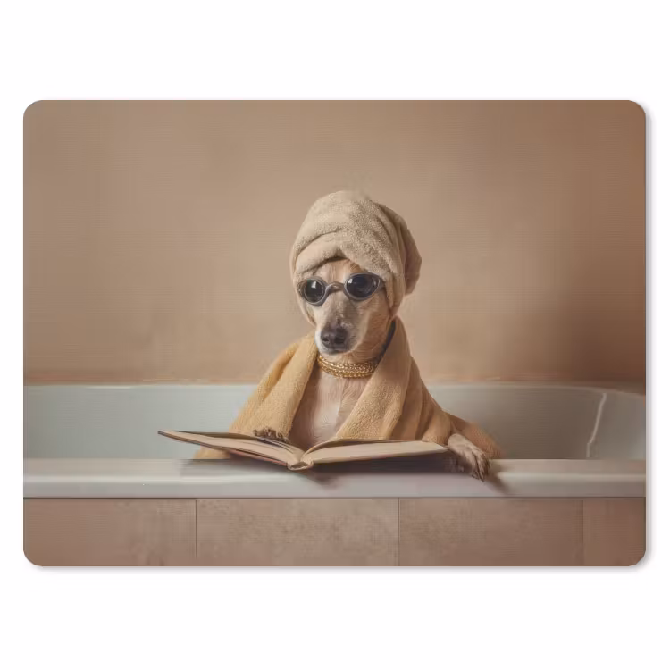Bad - Hond - Boek - Zonnebril muismat rubber klein -3d