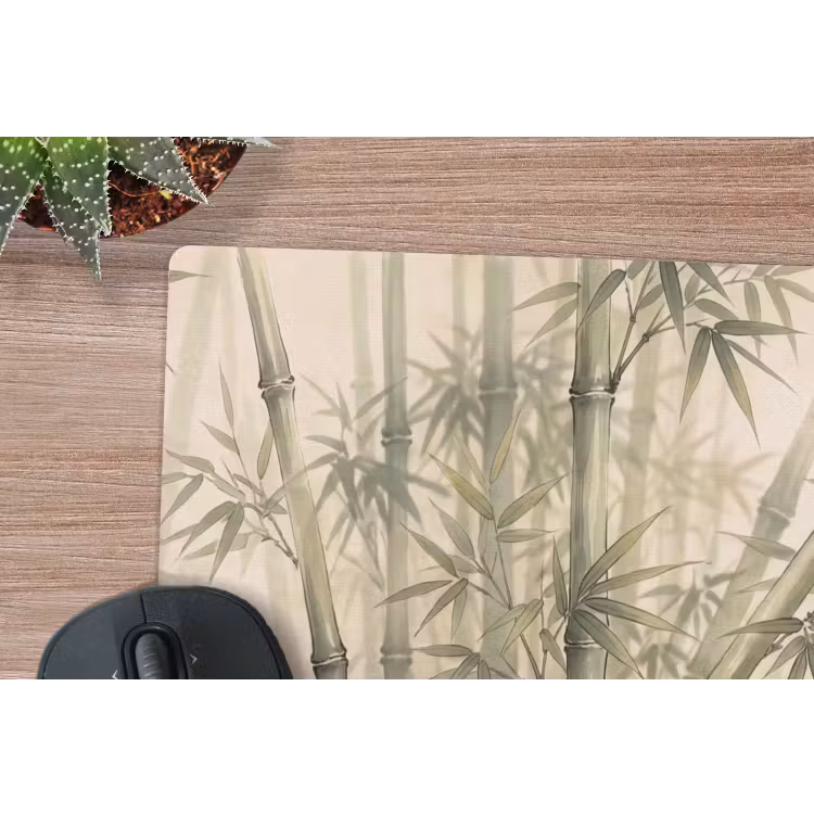 Bamboe - Bladeren - Aziatisch - Groen - Natuur muismat rubber klein -closeup