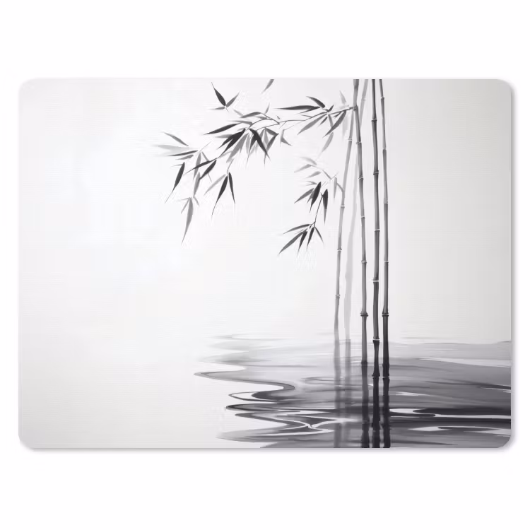 Bamboestammen - Water - Minimalistisch - Wit muismat rubber klein -3d
