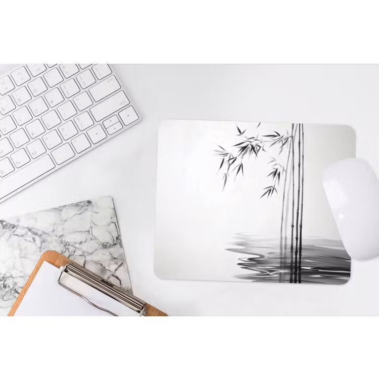 Bamboestammen - Water - Minimalistisch - Wit muismat rubber klein -witbureau