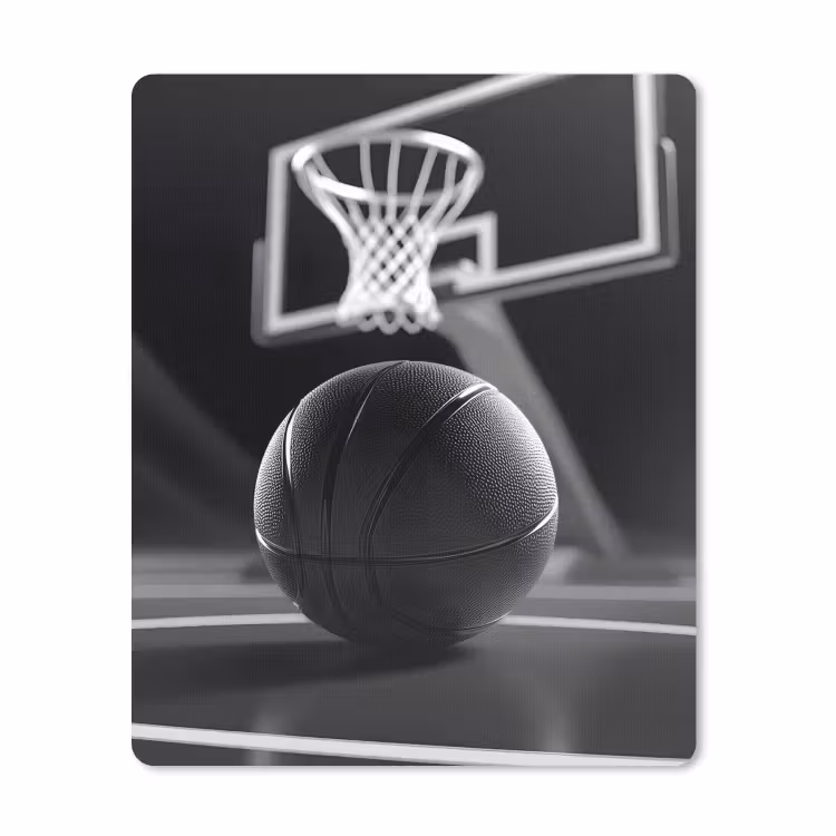 Basketbal - Basketbalveld - Lichtlijnen muismat rubber klein -3d