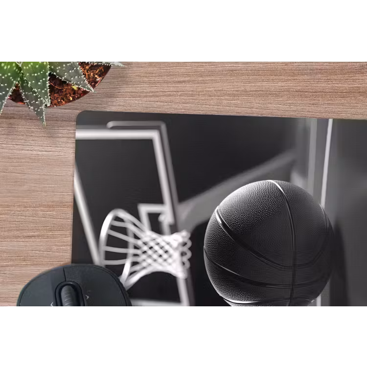 Basketbal - Basketbalveld - Lichtlijnen muismat rubber klein -closeup