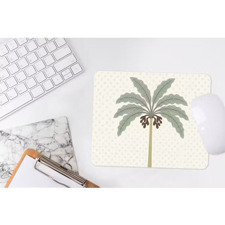 Boom - Bladeren - Groen - Decoratief - Beige muismat rubber klein -witbureau